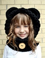 卡沐森 冬季新款儿童帽卡通小熊针织帽手钩保暖毛线帽