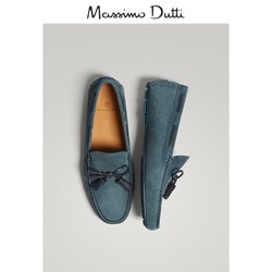 Massimo Dutti 17391322400 男鞋 蓝色真皮莫卡辛款乐福鞋