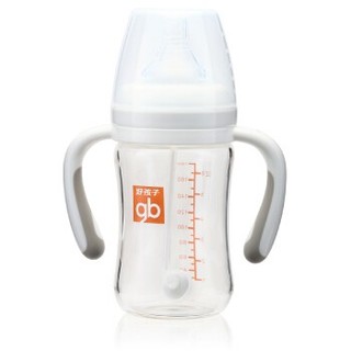 gb 好孩子 母乳实感宽口径 映入吸管玻璃奶瓶 180ml *2件