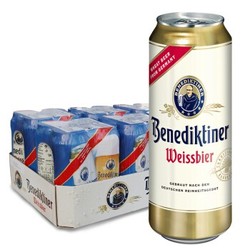 百帝王（Benediktiner）小麦啤酒500ml*24听整箱装 德国原装进口 修道院经典 *3件