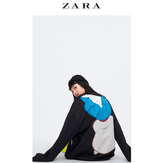 ZARA 00085310800 女士印花卫衣 (S、黑色)