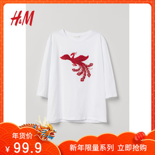 H&M HM0726413 女士T恤 (XS、白色/凤凰)