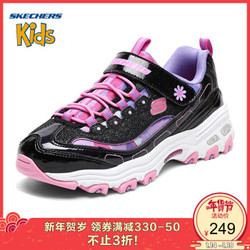 Skechers斯凯奇  D'lites女童鞋  防滑耐磨熊猫鞋休闲鞋 80528L 黑色/多彩色/BKMT