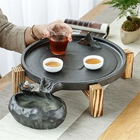卡沐森 黑陶瓷石磨茶盘
