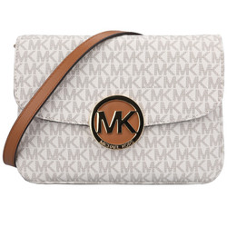 MICHAEL KORS 迈克·科尔斯 MK女包 FULTON系列女士香草色PVC字母印花单肩斜挎包 32S7GFTC7B VANILLA