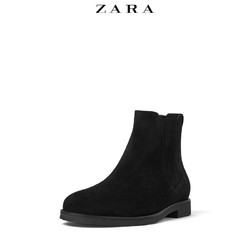 ZARA 新款 男鞋 冬季 黑色运动款真皮短靴高帮鞋 15008302040