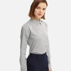 UNIQLO 优衣库  415146 SUPIMA COTTON 女士弹力条纹衬衫 