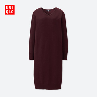 UNIQLO 优衣库 409077 羊毛混纺V领连衣裙