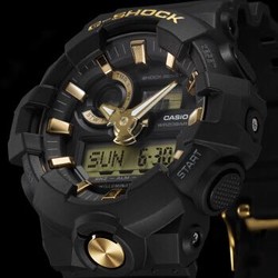 卡西欧(CASIO)手表 G-SHOCK系列黑金动感时尚双显运动防水石英男表GA-710B-1A9