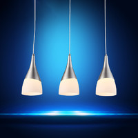 美的led吊灯餐厅灯具玻璃餐吊灯饰 现代简约创意个性吧台灯