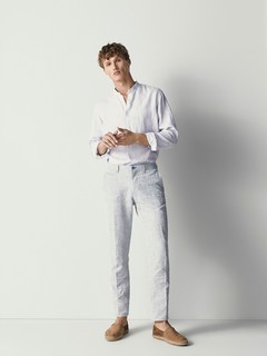 Massimo Dutti 00113003802 男士修身亚麻衬衫