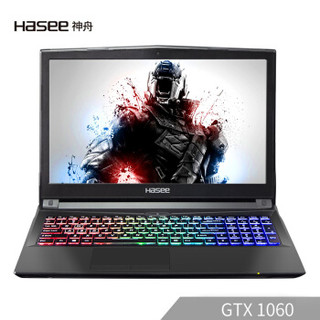 神舟(HASEE)战神ZX7-G4T1 GTX1060 6G独显 72%色域15.6英寸游戏笔记本电脑(G5400 8G 1T 128G SSD)IPS