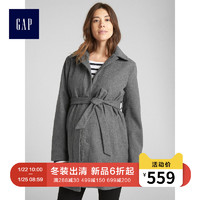Gap孕妇装含羊毛呢大衣369342 2018新款秋冬装女士翻领外套上衣