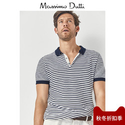 Massimo Dutti男装 POLO衫款条纹棉质短袖针织衫 00953221401