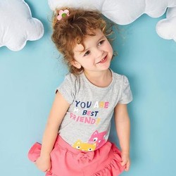美特斯邦威旗下Moomoo童装女幼童印花短袖T恤夏季新款小宝宝圆领上衣