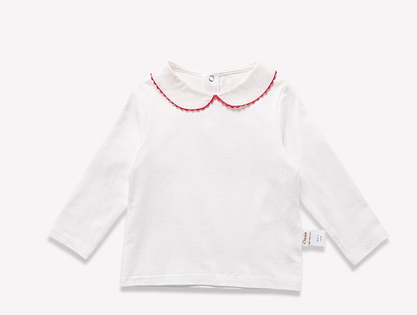 Oissie 奥伊西 儿童翻领长袖T恤 红色花边 80cm