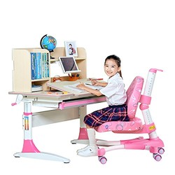 SINGAYE心家宜 儿童学习桌椅套装 多功能写字台 100*60厘米 M112+M200+M614高端书架 粉色
