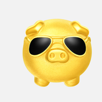 CHOW TAI FOOK 周大福 十二生肖猪 潮萌墨镜猪 R22257 黄金转运珠