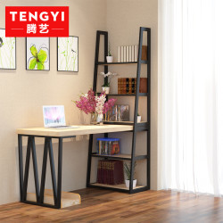 艺北欧简约现代带书架电脑台式桌家用多功能书