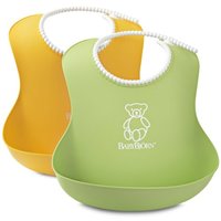 中亚Prime会员：BABYBJORN Soft Bib系列 防碎屑儿童围嘴 2只装 黄色+绿色