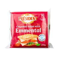 总统爱曼塔切片干酪(再制干酪)200g 奶酪片 总统奶酪 *7件