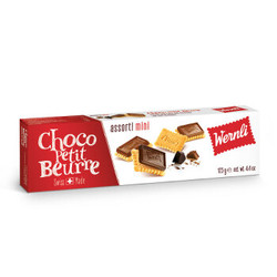 瑞士进口Wernli万恩利巧客佩黄油黑巧克力牛奶巧克力迷你饼干125g *7件