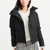 Abercrombie & Fitch 244094-2 AF女装Logo款立领棉服 