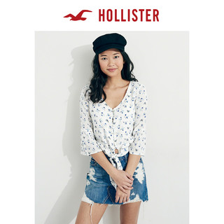 Hollister前身蝴蝶结喇叭袖短款上衣 女 205813