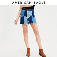 AEO American Eagle 4331_5241 女士音乐节风拼接高腰牛仔裙