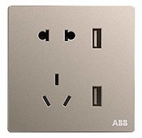 ABB AF293-PG 开关插座无框轩致二位带USB充电五孔插座10A
