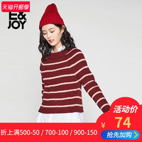 艾格 E&joy 8A0817119 长袖条纹圆领套头针织衫毛衣女