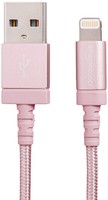 AmazonBasics 亚马逊倍思 苹果MFi认证的尼龙编织型Lightning兼容性电缆USB A数据线- 玫瑰金色
