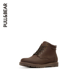 PULL&BEAR 18冬季男士拉链设计棕色短靴马丁靴 13000012