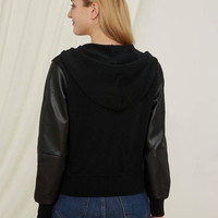 Gap 盖璞 444562 女士拼接棒球卫衣 正黑色 165/88A/S