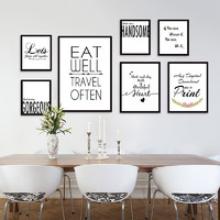 起贝 黑白英文字母装饰画组合画现代简约挂画客厅相框墙餐厅壁画