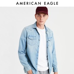 AEO American Eagle男士经典洗水牛仔衬衫8151_1358