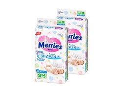 【两包装】Merries花王妙而舒纸尿裤S54（4-8kg）超薄透气 日本原装进口