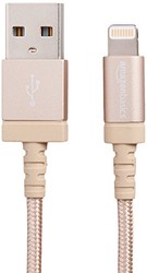 AmazonBasics 亚马逊倍思 苹果MFi认证的尼龙编织型Lightning兼容性电缆USB A数据线- 金色(3英尺/0.9米)