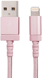 AmazonBasics 亚马逊倍思 苹果MFi认证的尼龙编织型Lightning兼容性电缆USB A数据线- 玫瑰金色(3英尺/0.9米)