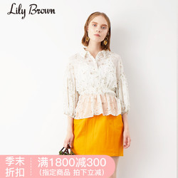 Lily Brown2018秋冬新品 甜美星座印花收腰雪纺衬衫LWFT184136