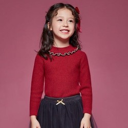 笛莎Deesha2018冬季新款童装女童针织衫长袖儿童毛衣