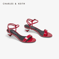 CHARLES＆KEITH凉鞋SL1-61720007半宝石镶嵌圆形跟饰女士凉鞋 Red红色 34