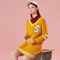 Semir 森马 14077070017 女士V领针织衫