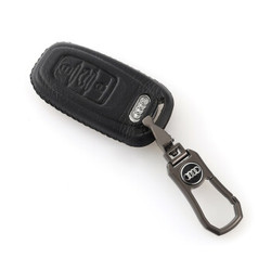 车达品奥迪A6真皮钥匙包专用于 钥匙保护壳套扣奥迪4D黑