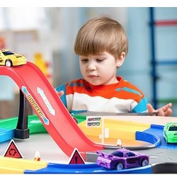 值友专享：简乐  儿童停车场模型 拼装积木轨道停车场（2款随机发）
