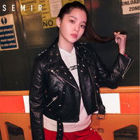 Semir 森马 女士黑色皮衣