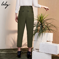 Lily夏新款女装帅气通勤军绿色宽松显瘦哈伦裤118200C5503