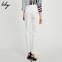 Lily 118259C5925 女装字母刺绣系带条纹显瘦直筒裤
