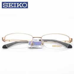 SEIKO 精工 男款商务纯钛超轻半框眼镜框 h01120 C74 枪色+依视路 1.60 钻晶A4+凑单品