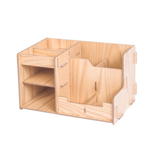 金隆兴(Glosen)多功能木质文件筐 组合桌面办公笔筒学生文具收纳盒DIY创意分格储物盒 D2068 木纹 *5件